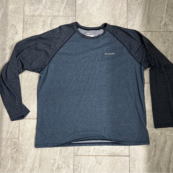Columbia Blue Raglan Sleeve Baseball Tshirt Logo Front Accent Size XL - Picture 3 of 8